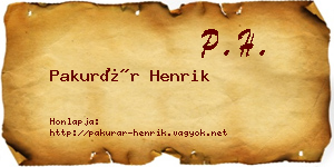 Pakurár Henrik névjegykártya